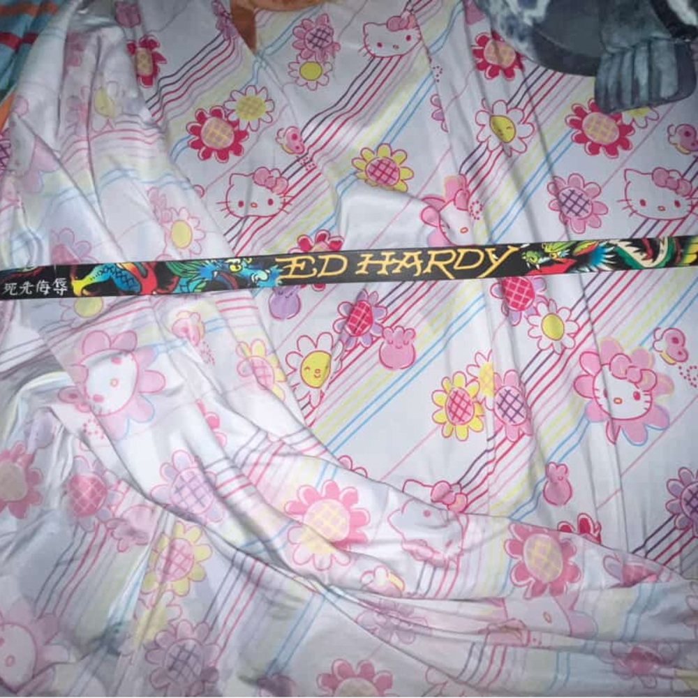 Ed Hardy Vibrant Multicolor Graphic Belt